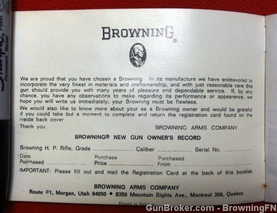 Browning Bolt Action Rifle Owners Instruct Manual-img-1