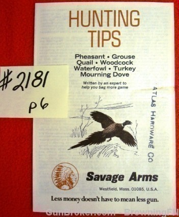 Orig Vintage Savage Flyer Hunting Tips 6 pages-img-0