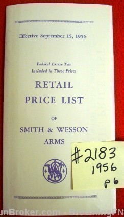 Orig S&W Flyer 1956 All Models Retail Price List-img-0