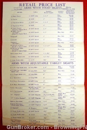 Orig S&W Flyer 1956 All Models Retail Price List-img-1
