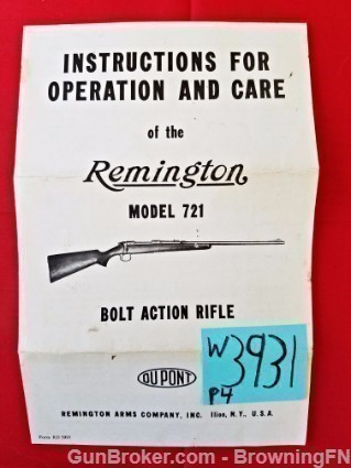 Orig Remington Model 721 Owners Instruction Manual-img-0