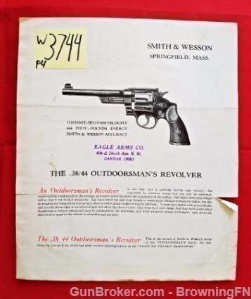 Orig S&W .38/44 Outdoorsman's Revolver Intro Flyer-img-0