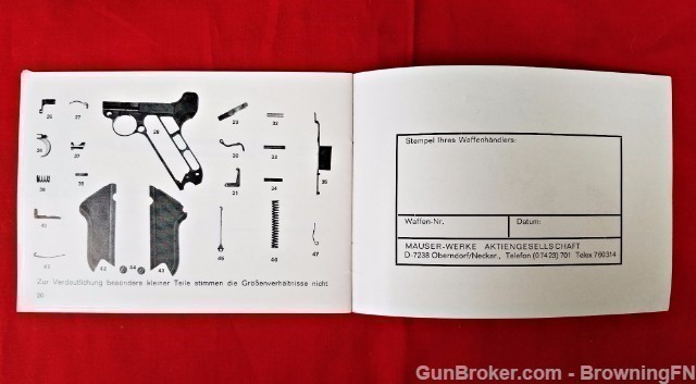Orig Muaser Parabellum .30 9mm Luger Owners Manual-img-1