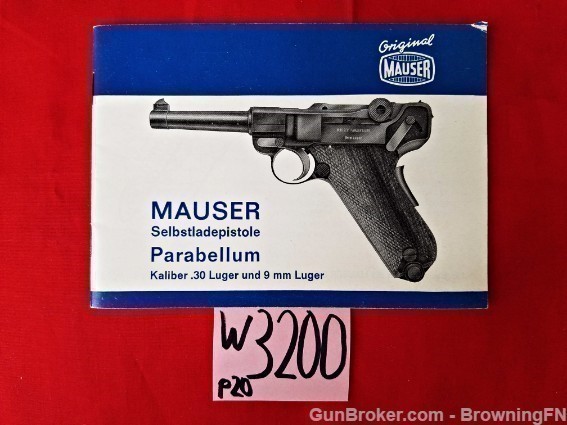 Orig Muaser Parabellum .30 9mm Luger Owners Manual-img-0
