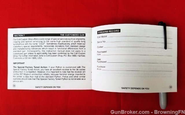 Orig Colt Python Owners Manual 1993-img-1