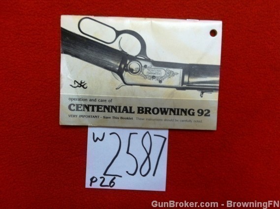 Orig Browning 92 Centennial Owners Instruction Manual-img-0