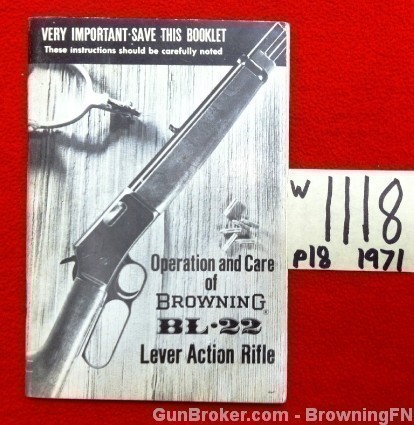 Orig Browning BL-22 Owners Instruction Manual 1971-img-0