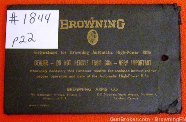 Orig Browning Automatic BAR Rifle Owners Instruction Manual-img-0
