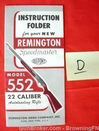 Orig Remington Model 552 .22 Owners Instruction Manual 22-img-0