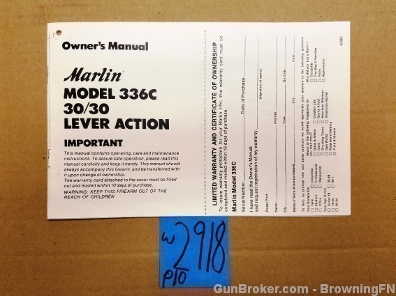 Orig Marlin Model 336C Owners Instruction Manual 30/30-img-0
