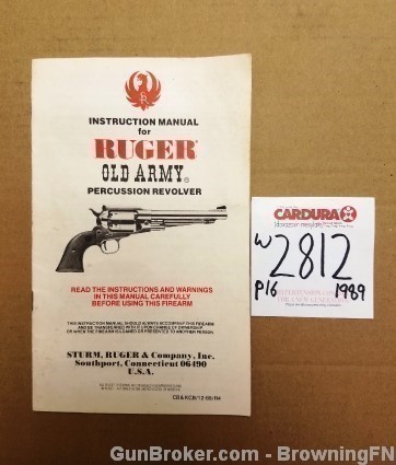 Orig Ruger Old Army Revolver Owners Instruction Manual 1989-img-0