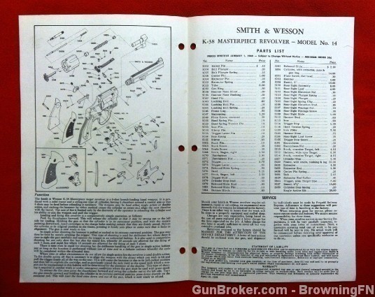Orig S&W Model 14 K-38 Owners Instruction Manual 1960-img-1