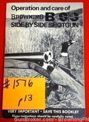 Orig Browning Owners Instruction Manual B-SS Side By Side-img-0