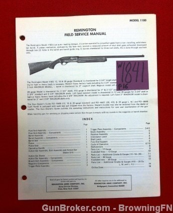 Orig Remington Model 1100 Field Service Owners Instruction Manual-img-0