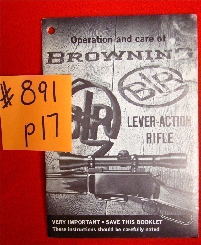 Orig Browing BLR Owners Instruction Manual Lever Action Rifle-img-0