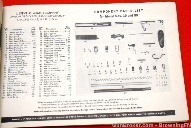 Orig Stevens & Springfield Parts Price List 1942-img-2