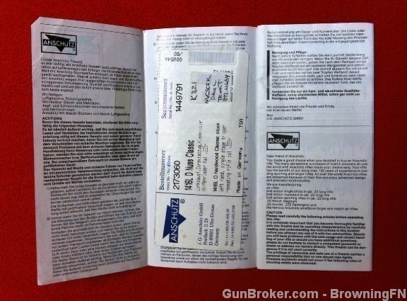 Orig Anschutz Model 1416 Instruction Leaflet-img-1
