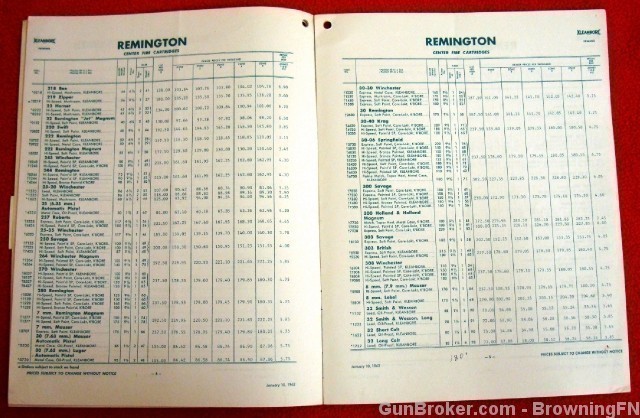 Orig Remington Price List 1962 Ammunition-img-1