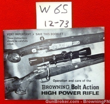 Orig Browning Bolt Action High Power Owners Manual-img-0