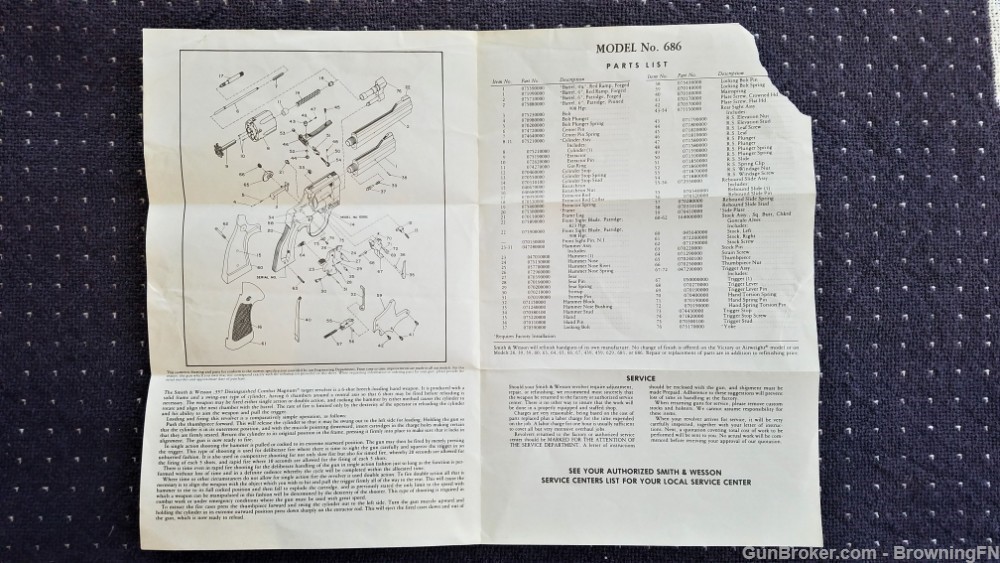 Orig S&W Model 686 .357 Revolver Owners Manual-img-1