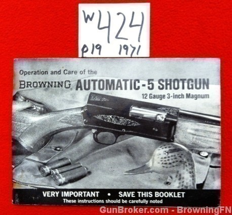 Orig Browning Automatic-5 Shotgun Owners Instruction Manual-img-0