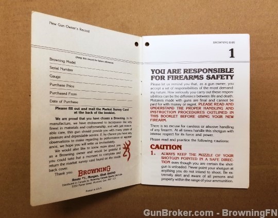 Orig Browning B-80 Gas Shotgun Owners Instruction Manual-img-1
