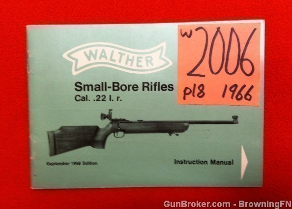 Orig Walther Small Bore Rifles Owners Manual 1966-img-0