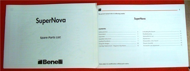 Orig Benelli Owners Instruction Manual Super Nova-img-1