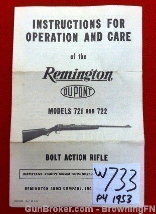 Orig Remington Model 721 722 Owners Instruction Manual-img-0