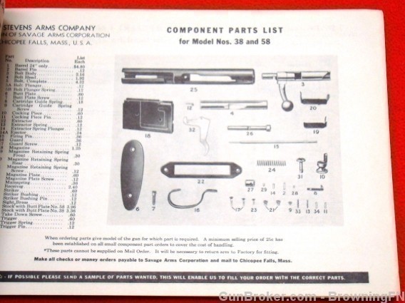 Orig Stevens & Springfield Parts Price List 1942-img-5