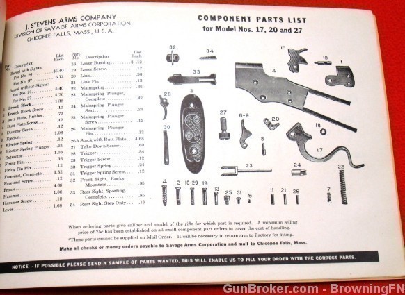 Orig Stevens & Springfield Parts Price List 1942-img-6