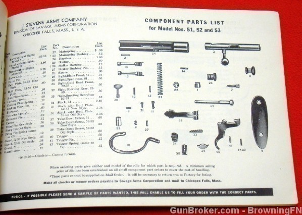 Orig Stevens & Springfield Parts Price List 1942-img-3
