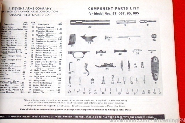 Orig Stevens & Springfield Parts Price List 1942-img-4