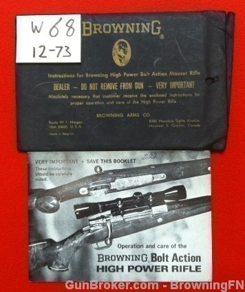 Orig Browning Bolt Action Mauser Owners Manual-img-0