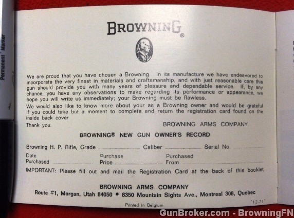 Orig Browning Bolt Action Mauser Rifle Manual-img-1