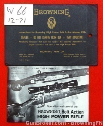 Orig Browning Bolt Action Mauser Rifle Manual-img-0