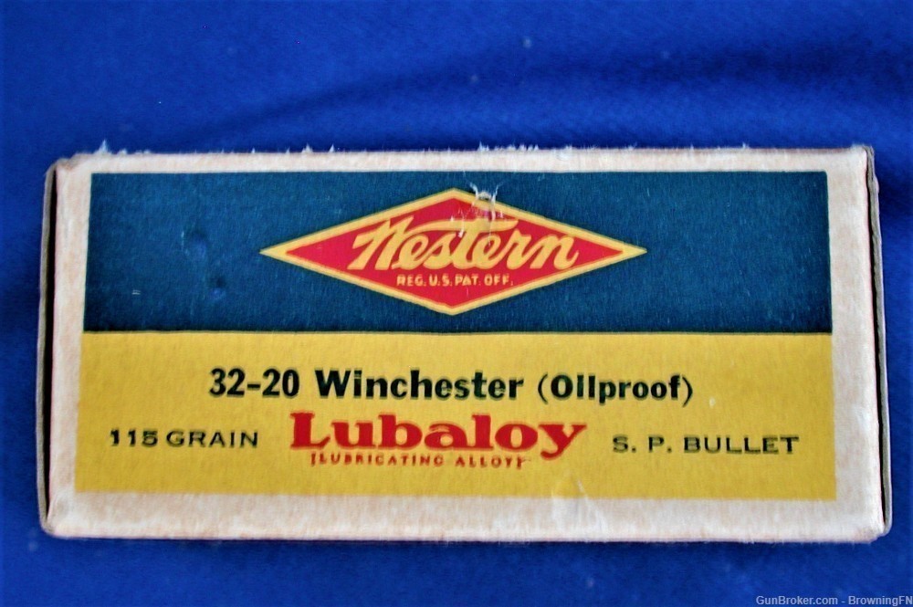 .32-20 Winchester W.C.F.  Original Vintage Box 50 Rounds Western Bullseye-img-4