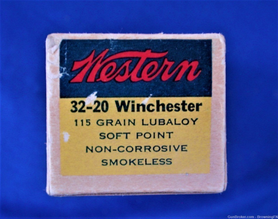 .32-20 Winchester W.C.F.  Original Vintage Box 50 Rounds Western Bullseye-img-5