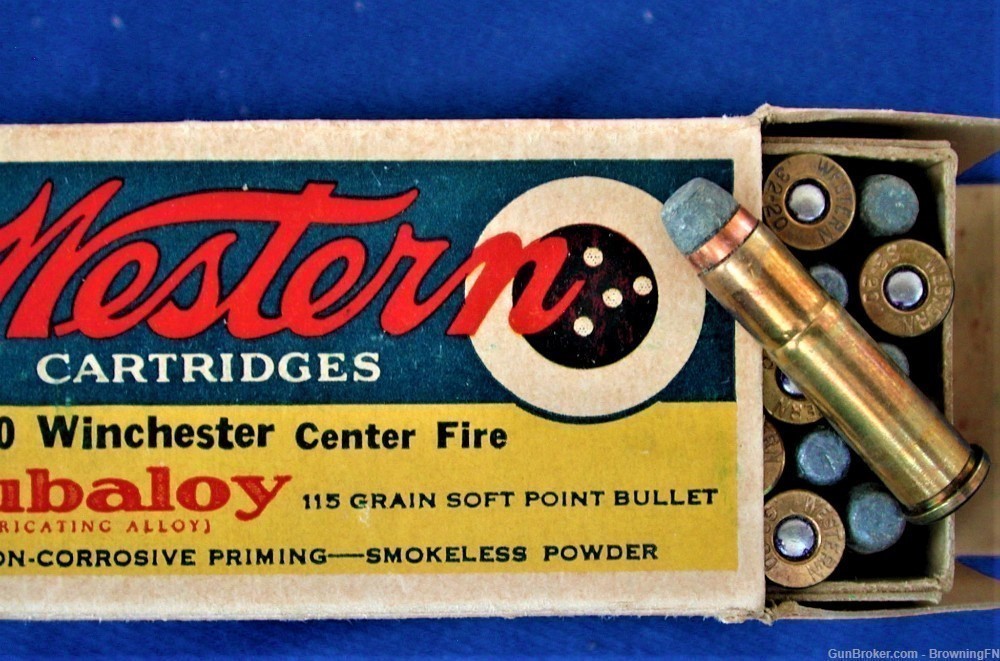 .32-20 Winchester W.C.F.  Original Vintage Box 50 Rounds Western Bullseye-img-1