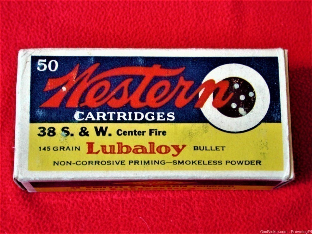  Rare Western Bullseye Box .38 Short S&W 50 Round Box Original M&P Victory -img-0