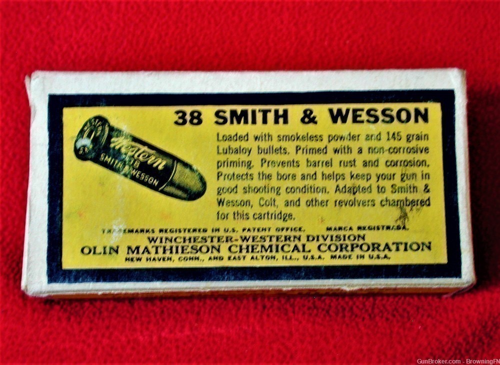 Rare Western Bullseye Box .38 Short S&W 50 Round Box Original M&P Victory -img-3