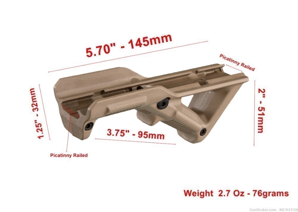 Hand Stop Triangle Angled Fore Grip Polymer Low Profile Tactical AR Tan-B-img-5