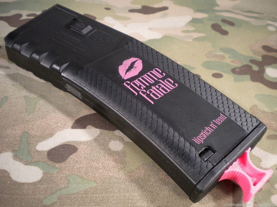 5x Mags| Troy Industries BattleMag "Femme Fatale" 30Rd w/ Pink PullTab -img-1