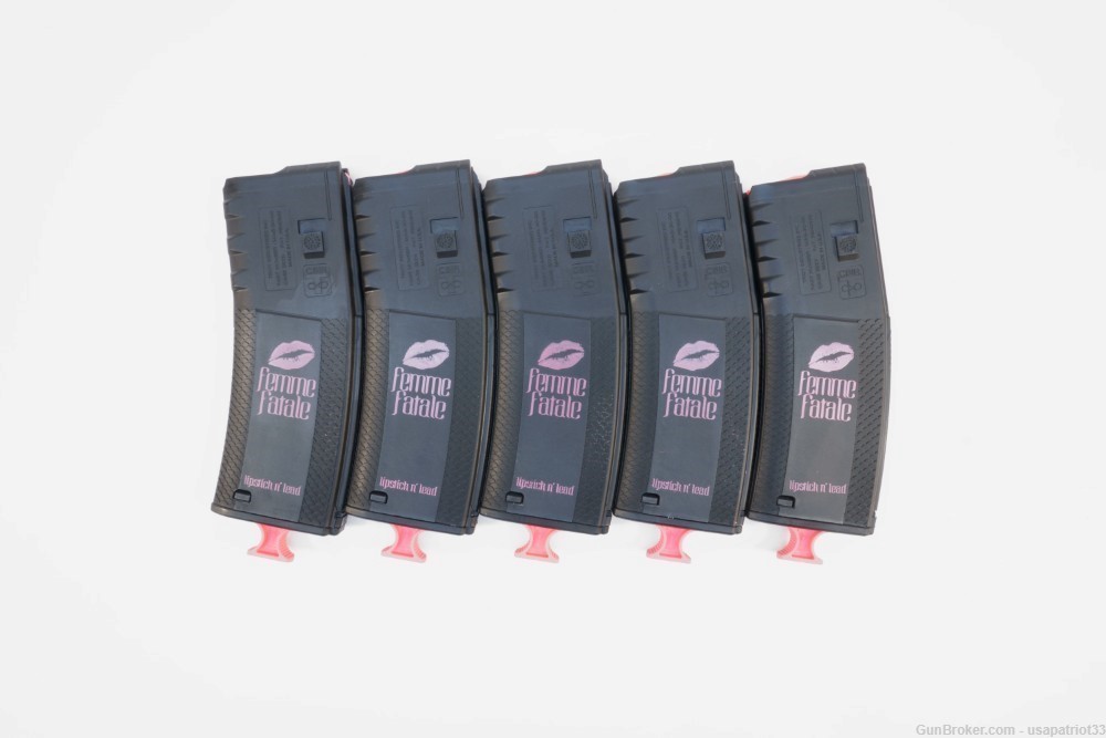 5x Mags| Troy Industries BattleMag "Femme Fatale" 30Rd w/ Pink PullTab -img-0
