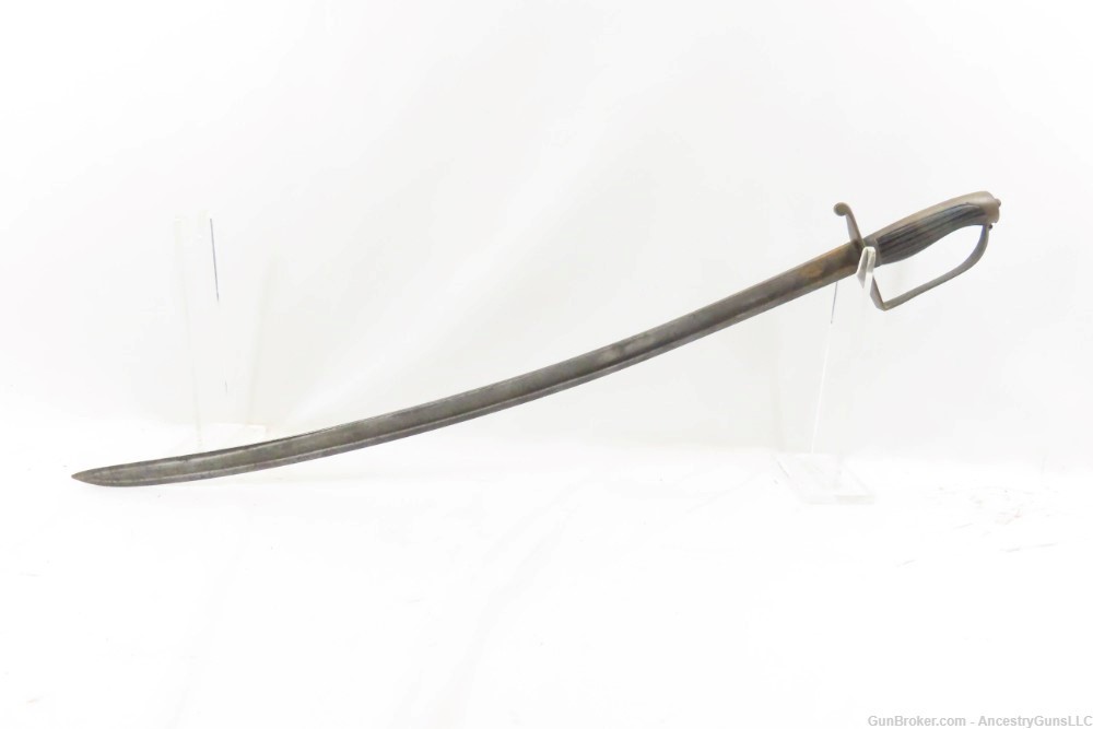Mid-1800s Antique CAVALRY Style Saber with IRON GUARD & RIBBED GRIP -img-1