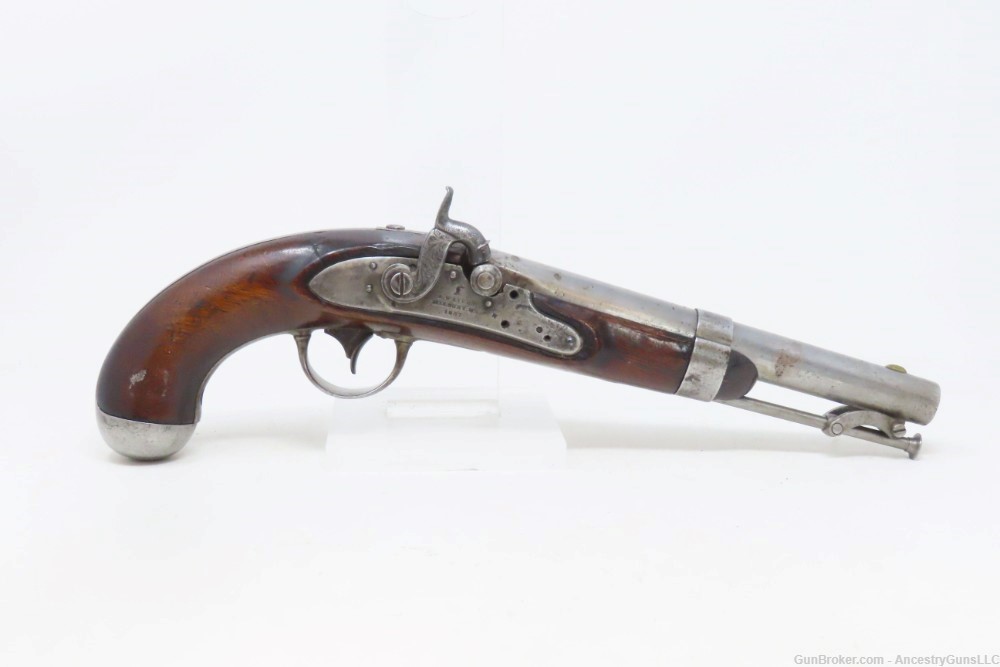 Antique WATERS U.S. MODEL 1836 DRAGOON .54 SOUTHERN CONVERSION Pistol      -img-1