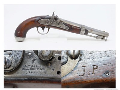 Antique WATERS U.S. MODEL 1836 DRAGOON .54 SOUTHERN CONVERSION Pistol      