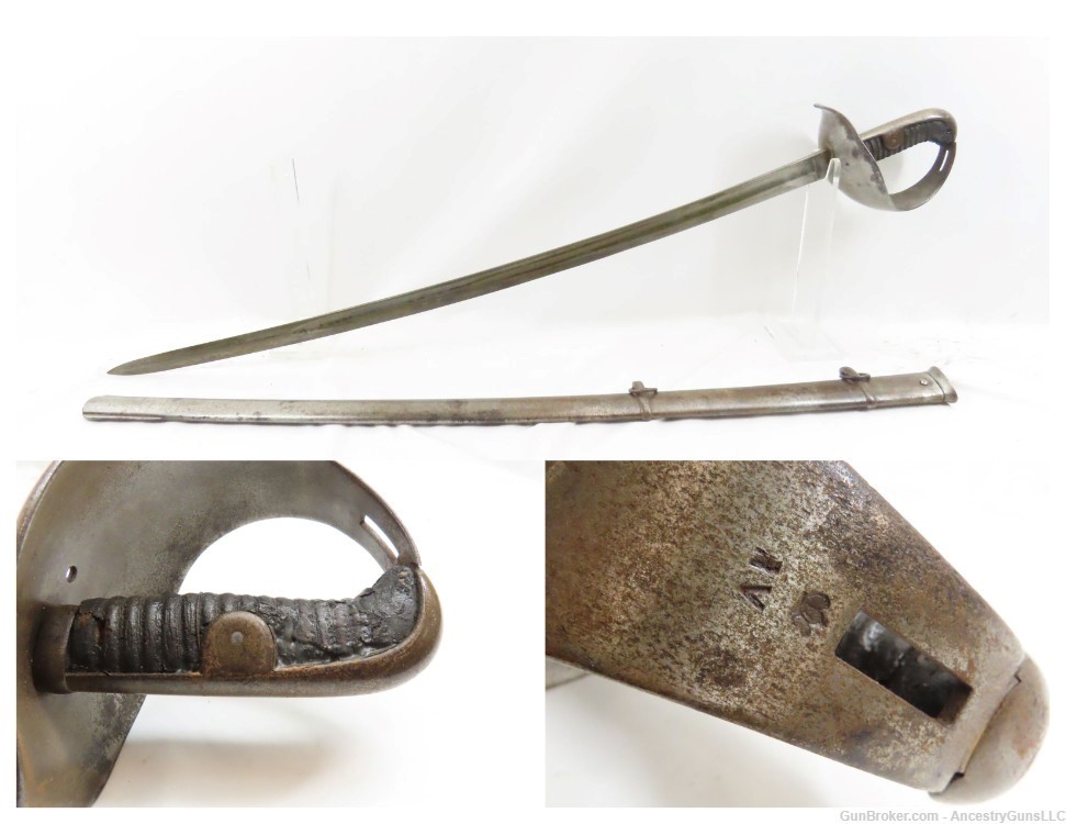 1871 Dated TOLEDO Marked Spanish CAVALRY Pattern MILITARY Sword w/SCABBARD -img-0