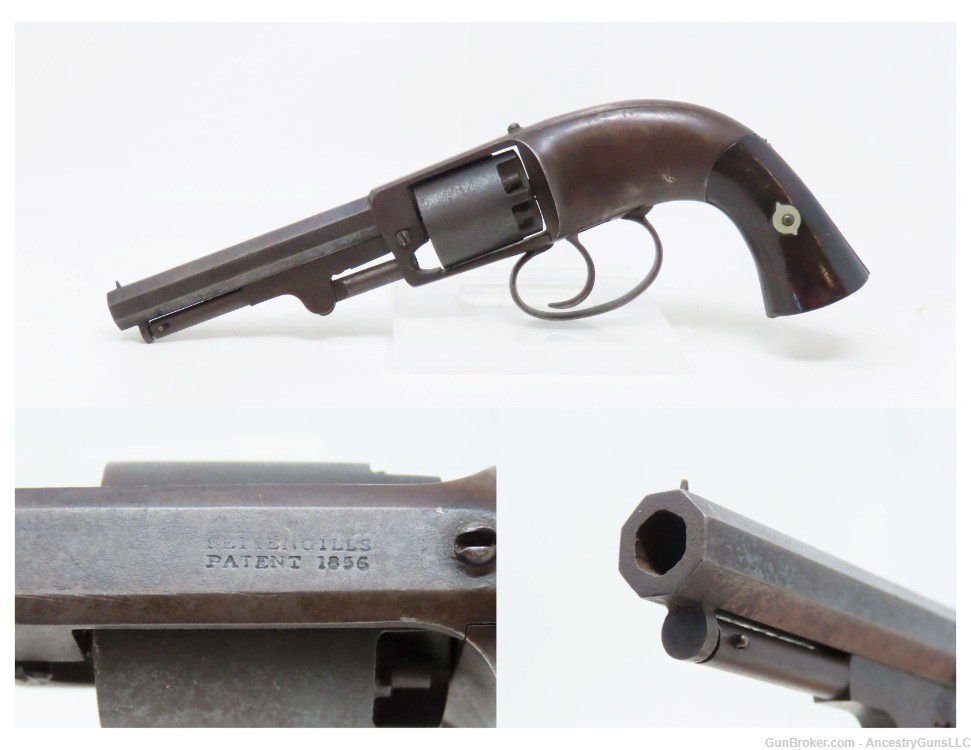SCARCE CIVIL WAR Antique Raymond & Robitaille PETTENGILL .34 NAVY Revolver -img-0