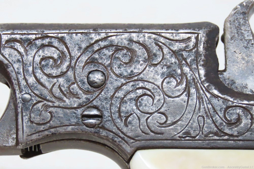 ANTIQUE IVORY Engraved REMINGTON No. 1 Saw Handle Vest Pocket .22 DERINGER -img-5